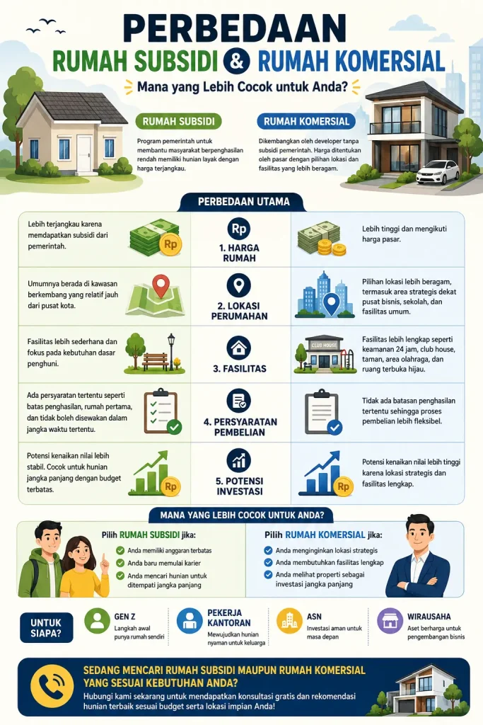 infografis rumah subsidi dan komersil