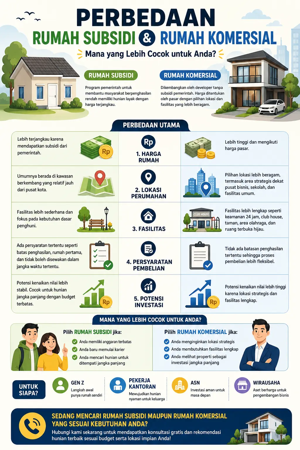 infografis rumah subsidi dan komersil